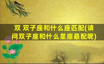 双 双子座和什么座匹配(请问双子座和什么星座最配呢)